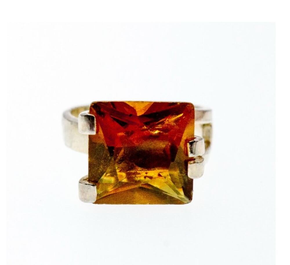 Vintage 925 Sterling Silver Heliodor Ring Size 6.75